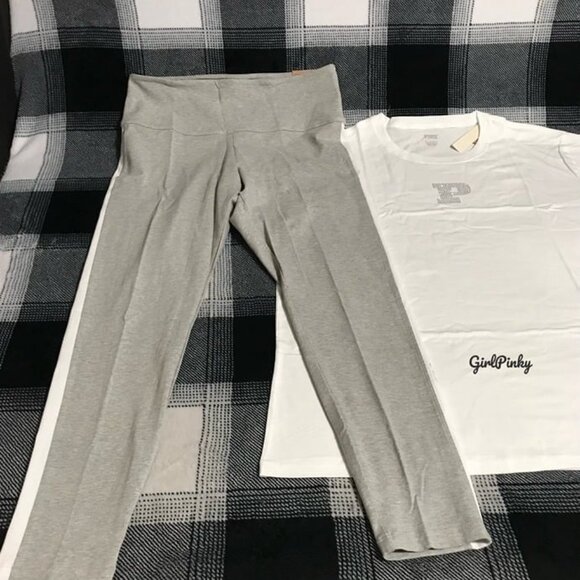 victoria secret PINK leggings OUTFIT WITH CAMPUS BLING TEE SIZE EXTRA LARGE - Picture 9 of 10